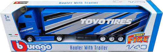 Bburago Hauler with Trailer Truck 1:43 Volvo FH16 Toyo Edition - Blue for 3++ Years