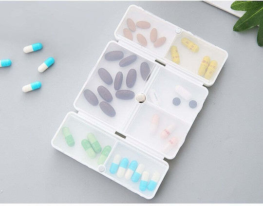 Cutie de depozitare pentru medicamente 7 compartimente sigilate individual pliabilă portabilă Flippy alb albastru