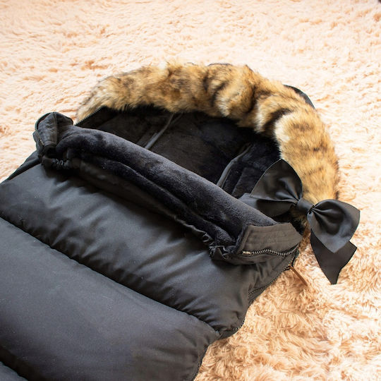 Universal Ποδόσακος Καροτσιού Αδιάβροχος Μαύρος με Fleece Επένδυση 90x45εκ.