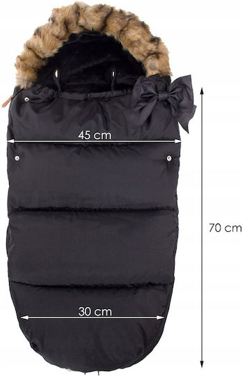 Universal Ποδόσακος Καροτσιού Αδιάβροχος Μαύρος με Fleece Επένδυση 90x45εκ.