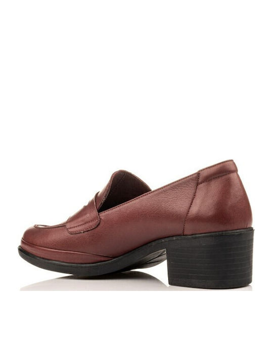 Leather Women's Loafers in Brown Color