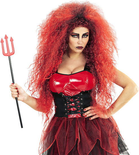 Wild Devil Karnevalsperücke Afro Rot für Halloween