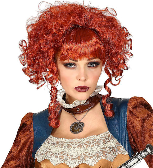 Victorian Steampunk Karnevalsperücke Afro Rot