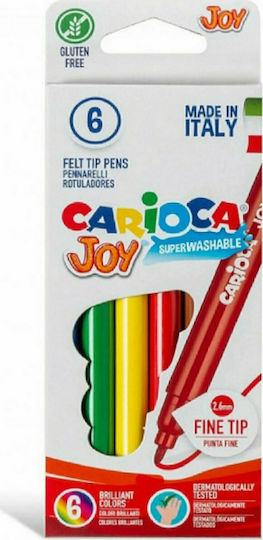 Carioca Joy Μαρκαδόροι Ζωγραφικής 2.6mm Λεπτοί, Πλενόμενοι Σετ 6 χρώματα