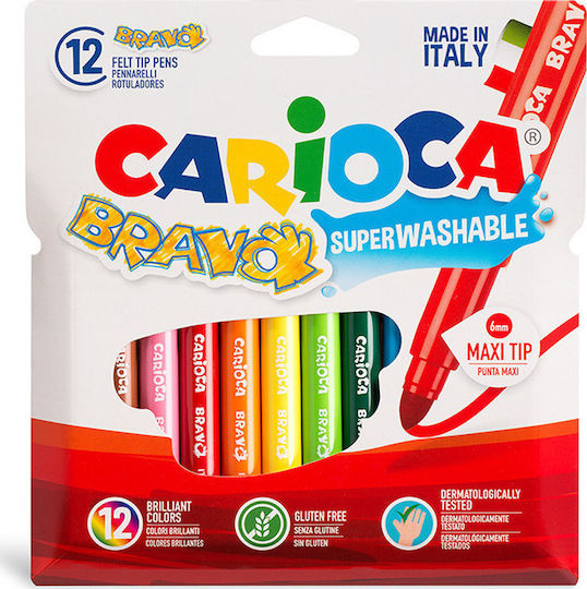 Carioca Bravo Washable Drawing Markers Thick Set of 24pcs (24 Packages) 42755