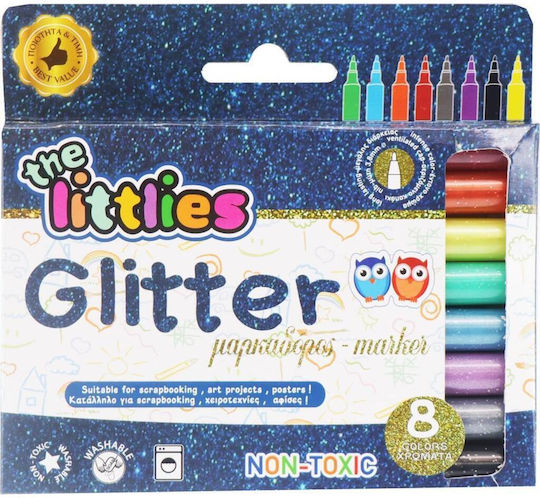 The Littlies Glitter Μαρκαδόροι Ζωγραφικής 3.8mm Λεπτοί, με Glitter Σετ 8 χρώματα