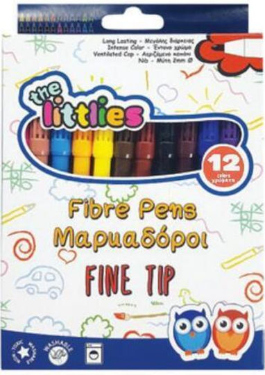 The Littlies Fibre Pens Washable Drawing Markers 2mm Thin Set 12pcs
