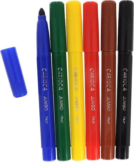 Carioca Jumbo Washable Drawing Markers 6mm Thick Set 6pcs