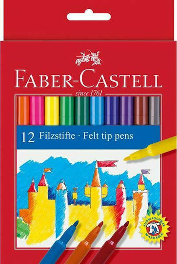 Faber-Castell 5542 Μαρκαδόροι Ζωγραφικής Λεπτοί, Πλενόμενοι Σετ 12 χρώματα