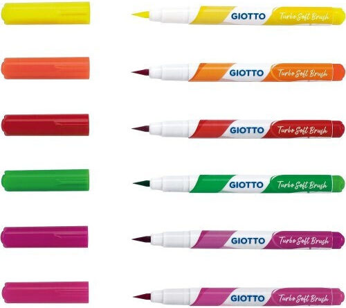 Giotto Turbo Soft Brush Fluo Markere de Desen Set 6buc