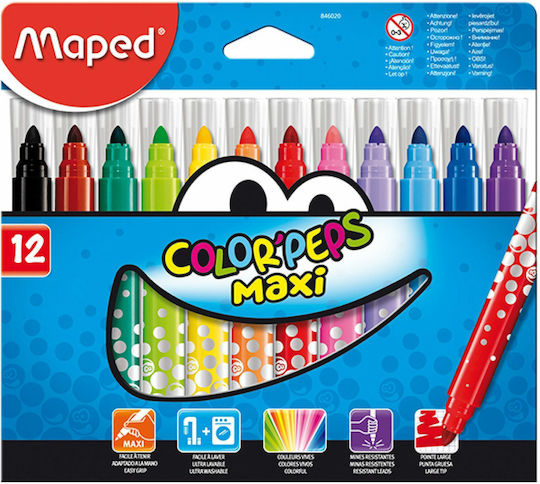 Maped Jungle Μαρκαδόροι Ζωγραφικής 5.9mm Πλενόμενοι Σετ 12 χρώματα