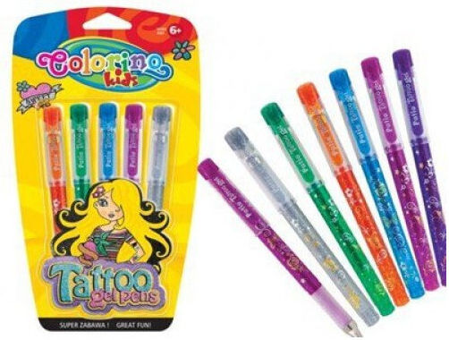 Colorino Tattoo Gel Pens Μαρκαδόροι Ζωγραφικής Λεπτοί Σετ 5 χρώματα