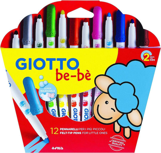 Giotto Be-be Μαρκαδόροι Ζωγραφικής 5mm Πλενόμενοι Σετ 12 χρώματα