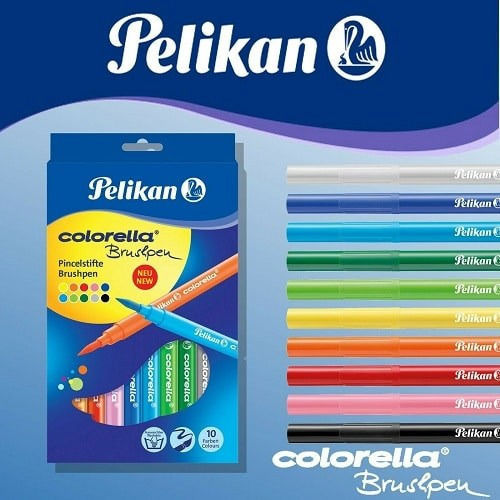 Pelikan Colorella Brushpen Washable Drawing Markers Set 10pcs