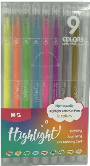 M&G Μαρκαδόροι Ζωγραφικής Λεπτοί, με Glitter, Neon Σετ 9 χρώματα