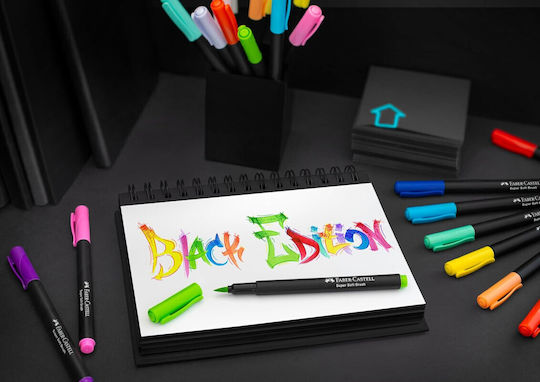 Faber-Castell Black Edition Brush Drawing Markers 1mm Thin Set 20pcs