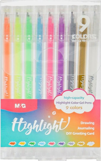 M&G Μαρκαδόροι Ζωγραφικής Λεπτοί, με Glitter, Neon Σετ 9 χρώματα