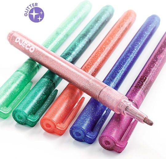 Djeco Pastel Glitter Drawing Markers Thin Set 6pcs