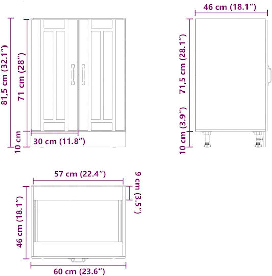 Lucca Dulap pentru Chiuvetă Sonoma Oak 60x46x81.5buc