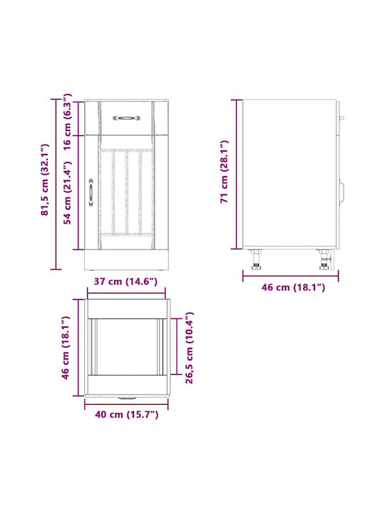 Lucca Dulap pentru Chiuvetă Negru 40x46x81.5buc