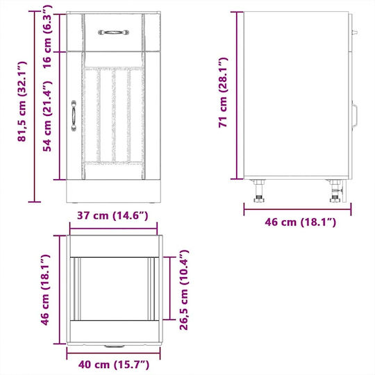 Lucca Dulap pentru Chiuvetă Negru 40x46x81.5buc