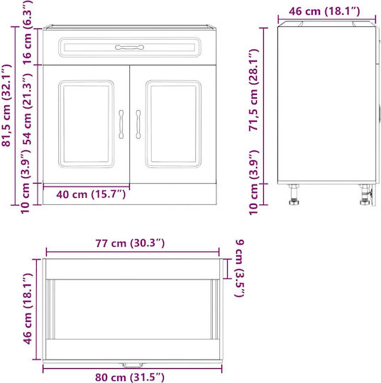 Lucca Sink Cabinet White 80x46x81.5pcs
