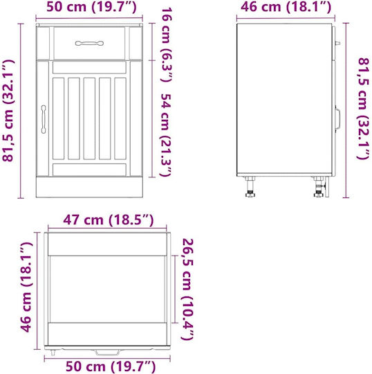 Lucca Sink Cabinet Oak Sonoma 50x46x81.5pcs