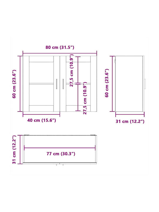 Porto Cabinet Wall Oak Sonoma 80x31x60pcs