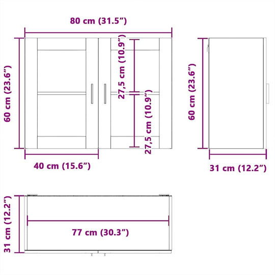 Porto Cabinet Wall Oak Sonoma 80x31x60pcs