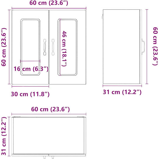 Kalmar Ντουλάπι Κρεμαστό Λευκό 60x31x60εκ.