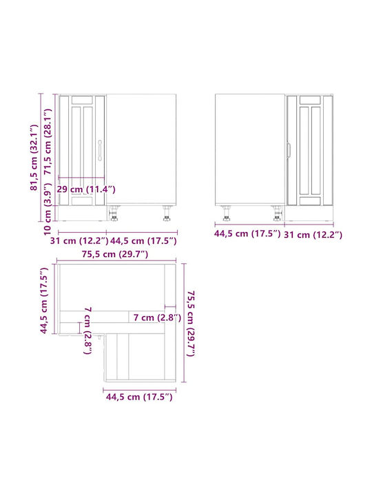 Lucca Corner Cabinet Wall Concrete Grey 75.5x75.5x81.5pcs