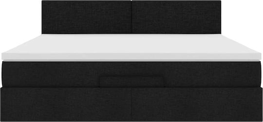 Übergröße Betten Bequemer Bezug Stoff Schwarz mit Lattenrost & Matratze 160x200cm