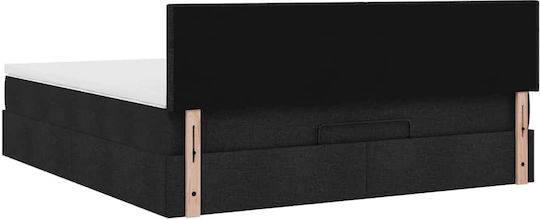 Übergröße Betten Bequemer Bezug Stoff Schwarz mit Lattenrost & Matratze 160x200cm