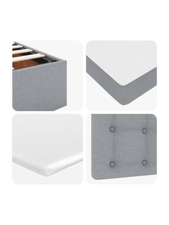 Double Upholstered Fabric Bed Light Grey with Slats & Mattress 160x200cm 3313334