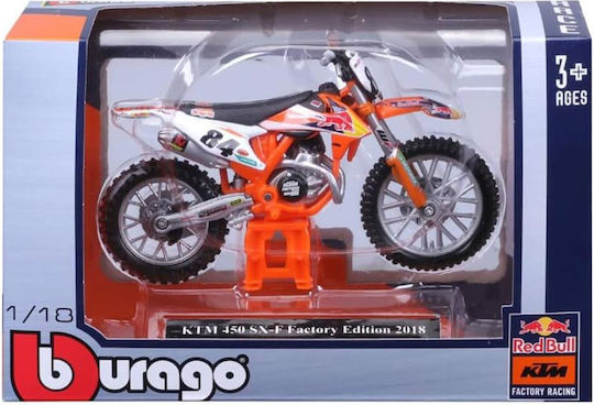 Bburago Motorcycle Red Bull KTM 450 SX-F Factory Edition 2018 1:18 for Ages 3+