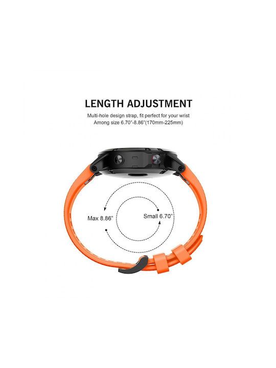 Techsuit Каишка Силикон Оранжев (Fenix 5 / 5 Plus / 6 / 6 Pro / 7 / 7 Pro / 8 (47mm))
