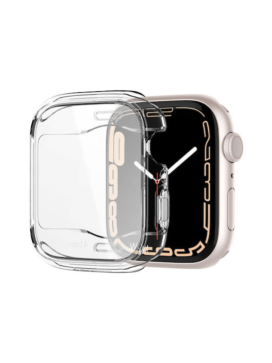 Spigen Ultra Hybrid Силиконов Калъф със Стъкло в Прозрачен цвят за Apple Watch 7 / 8 / 9 (41 мм)