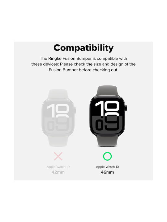Ringke Fusion Bumper Silicone Case in Black color for Apple Watch 10 (46 mm)