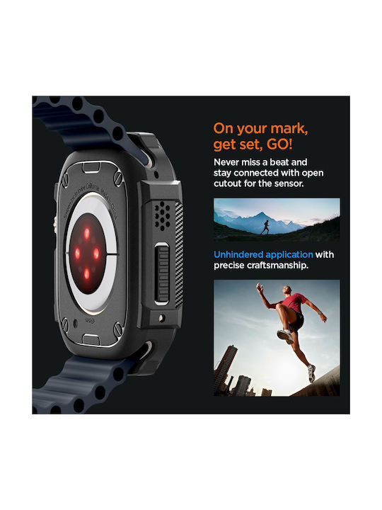 Spigen Rugged Armor Θήκη Σιλικόνης σε Μαύρο χρώμα για Apple Watch Ultra 49mm