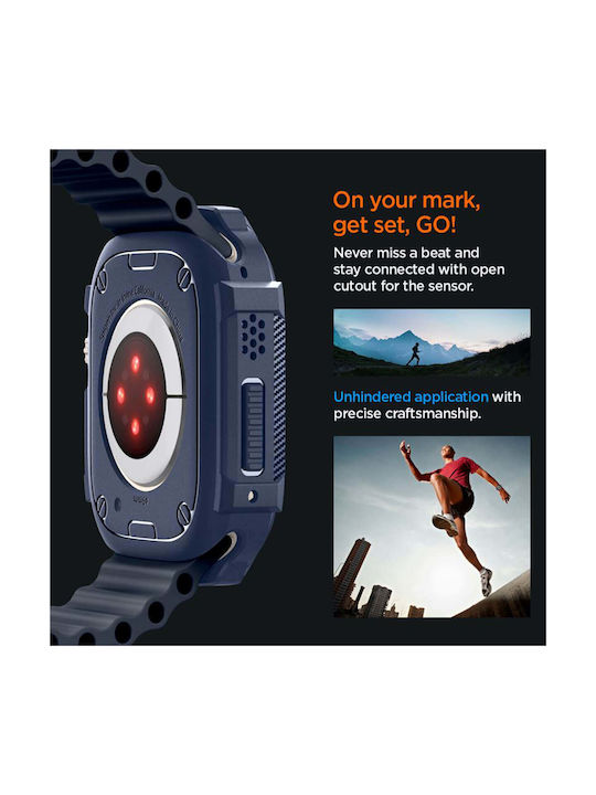 Spigen Rugged Armor Θήκη Σιλικόνης σε Μπλε χρώμα για το Apple Watch Ultra 1 / 2 (49 mm)