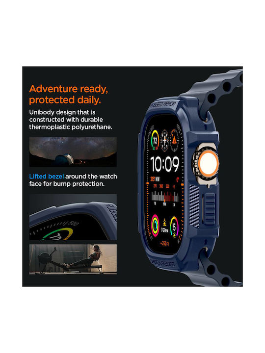 Spigen Rugged Armor Θήκη Σιλικόνης σε Μπλε χρώμα για το Apple Watch Ultra 1 / 2 (49 mm)
