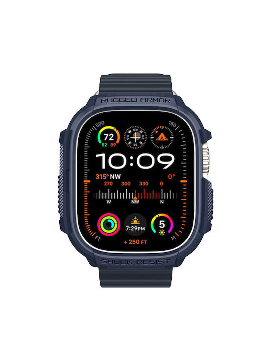 Spigen Rugged Armor Θήκη Σιλικόνης σε Μπλε χρώμα για το Apple Watch Ultra 1 / 2 (49 mm)