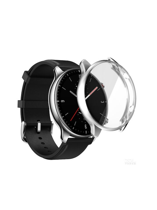 Carcasă de Silicon cu Sticlă în culoarea Argintiu pentru Amazfit GTR 2