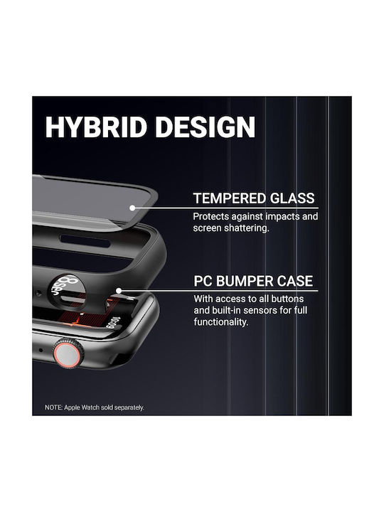 Crong Hybrid Plastikhülle mit Glas Carbon für Apple Watch 45mm