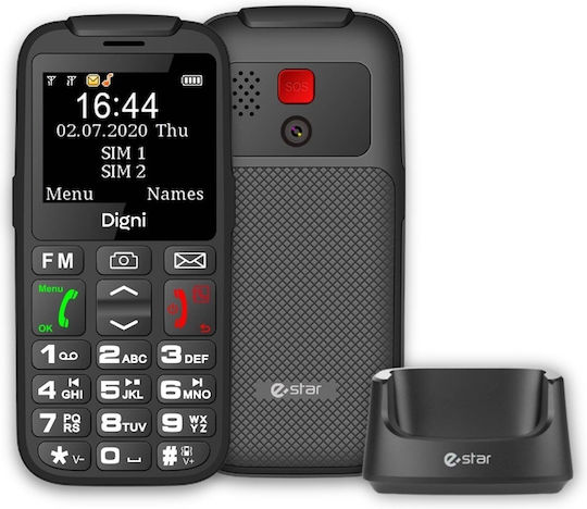 eStar Digni Talk Dual SIM Κινητό με Μεγάλα Κουμπιά Μαύρο