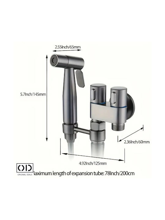 Adaptor cap de duș bideu vas de toaletă premium material aluminiu oțel inoxidabil furtun extensibil 140 cm gri oferte originale