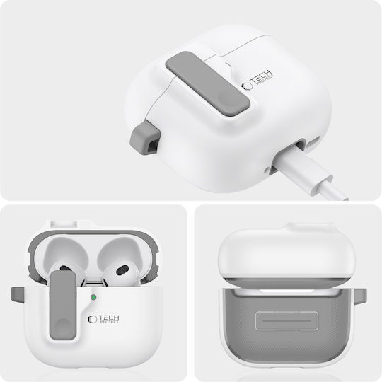 Tech-Protect Калъф с кука в Бял цвят за Apple AirPods 4