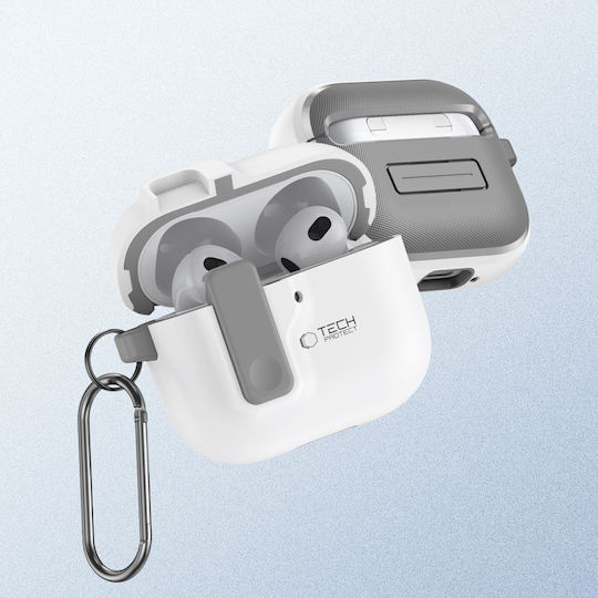 Tech-Protect Калъф с кука в Бял цвят за Apple AirPods 4