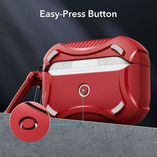 ESR Cyber Armor Case Plastic in Red color for Apple AirPods Pro 2
