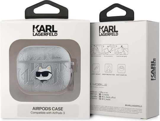 Karl Lagerfeld Choupette Head Case in Silver color for Apple AirPods 3